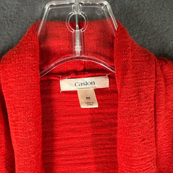 Caslon Womens M Open Front Red Cardigan Sweater With Pockets Soft Lightweight - Picture 2 of 6
